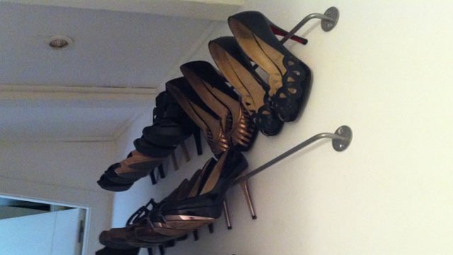 Hang High Heels on a Kitchen Rod