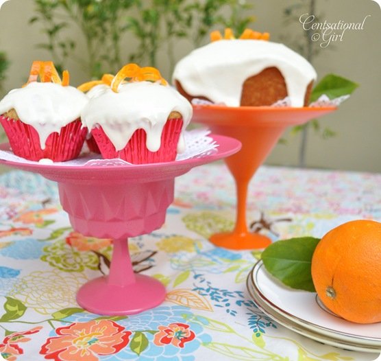 cg pink orange dessert stands