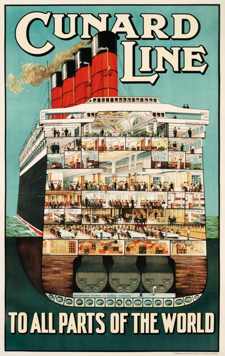 printables, classic posters, free download, graphic design, retro prints, travel, travel posters, vintage, vintage posters, Cunard Line, To All Parts of the World - Vintage Travel Poster