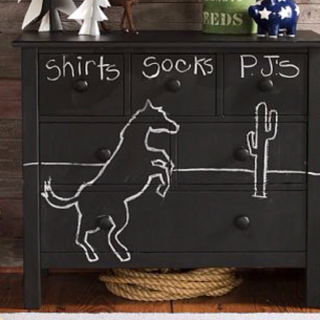 Kids dresser with chalkboard paint